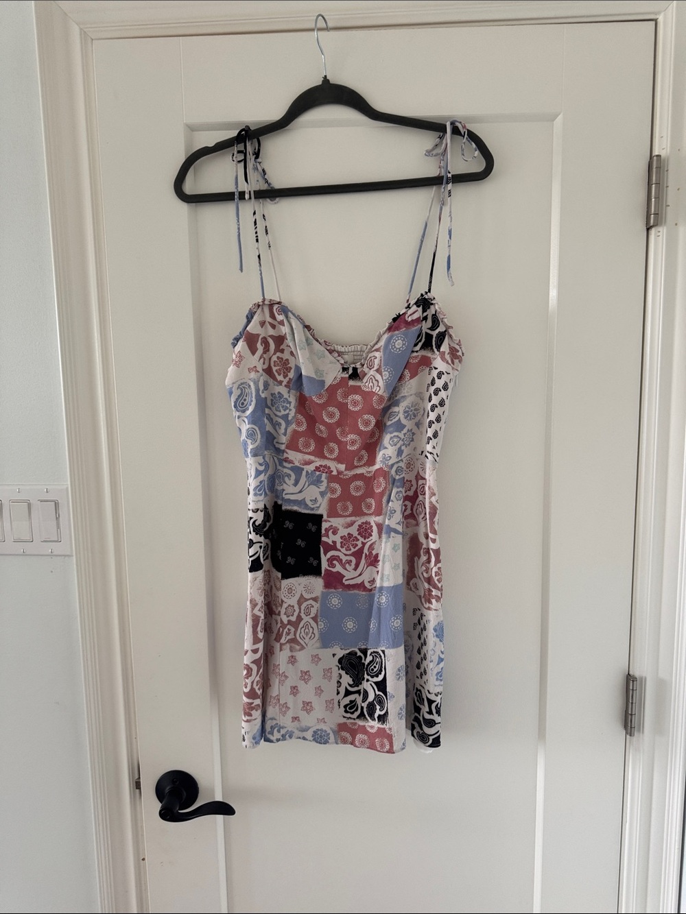 Wilfred Patchwork Print Tie-Shoulder dress - Blue & Red